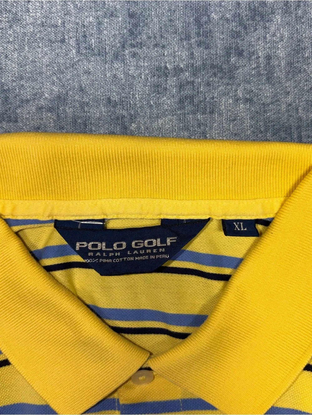 Ralph Lauren Yellow Polo with Navy & White Stripes